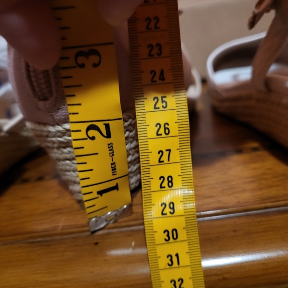 Kelly & Katie Espadrille Wedge Blush Pink & Tan Cheribeth Sandals Size 8.5 - Picture 9 of 10